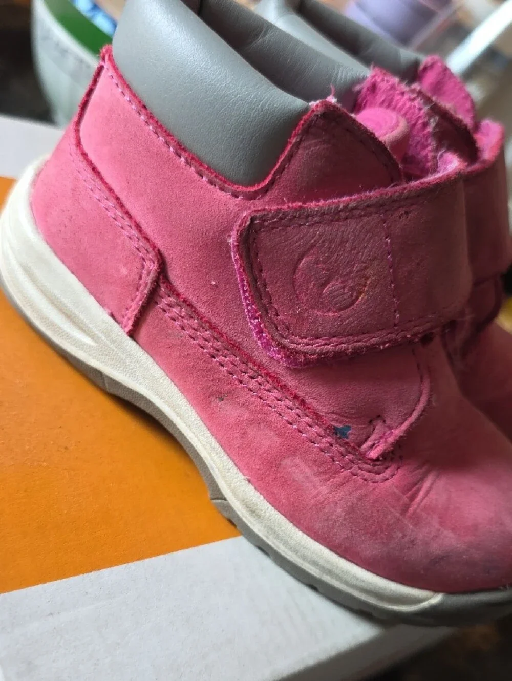 Timberland Timber Tykes Kids Pink Nubuck Velcro Ankle Boots
